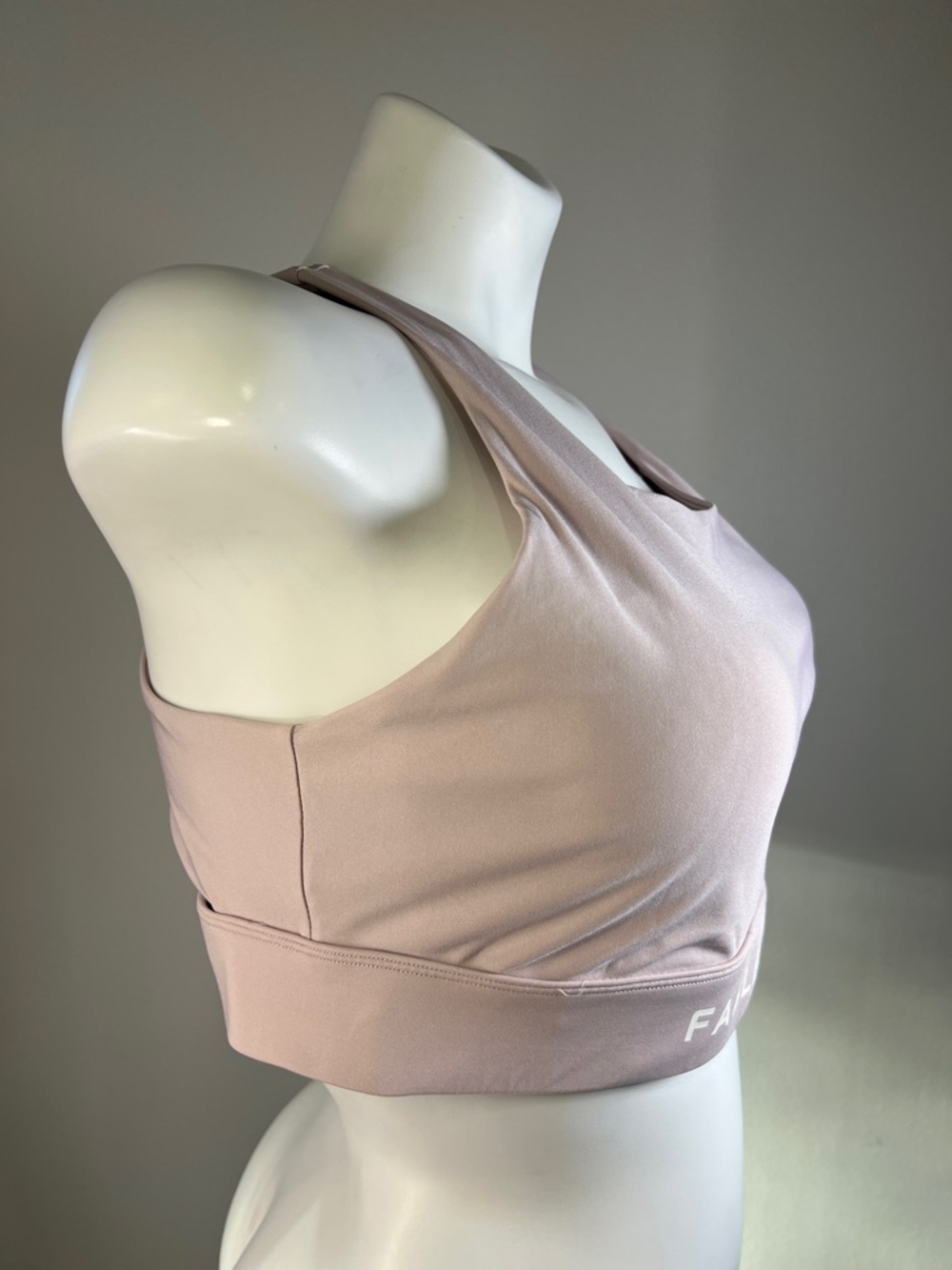 Fabletics Light Mauve High-Neck Sports Bra with Logo Band L/XL - Picture 2 of 8